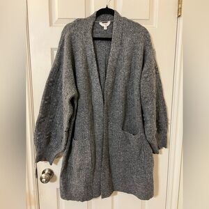Terra & Sky Open Front Gray Cardigan